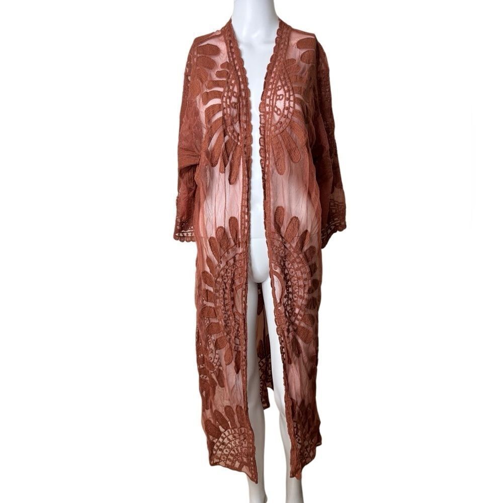 Rust Lace Kimono Cardigan